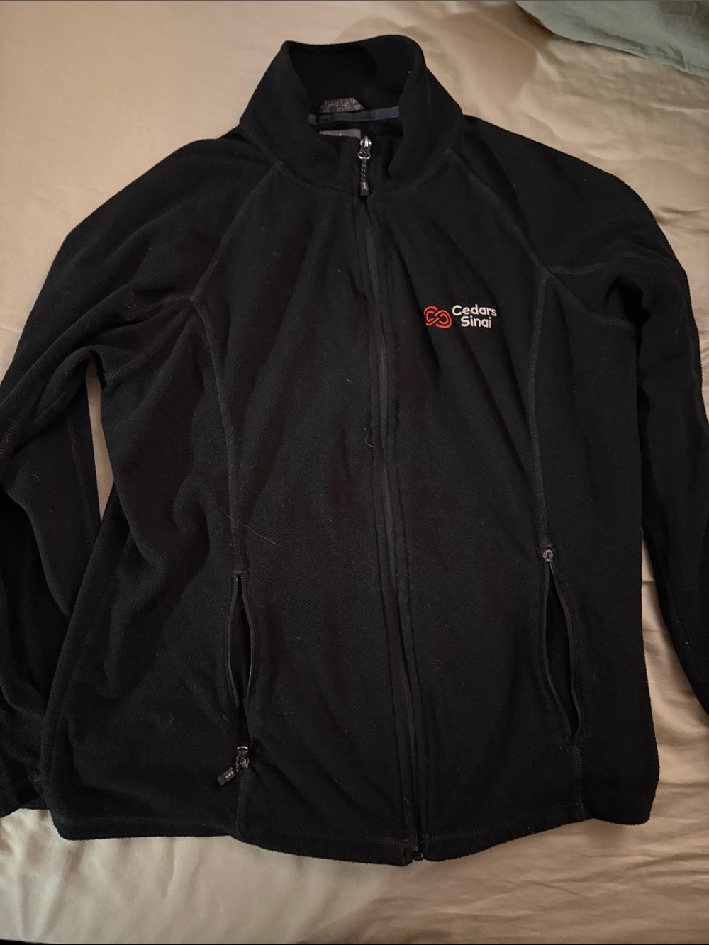 Cedars-Sinai Black Full-Zip Fleece Jacket - size large